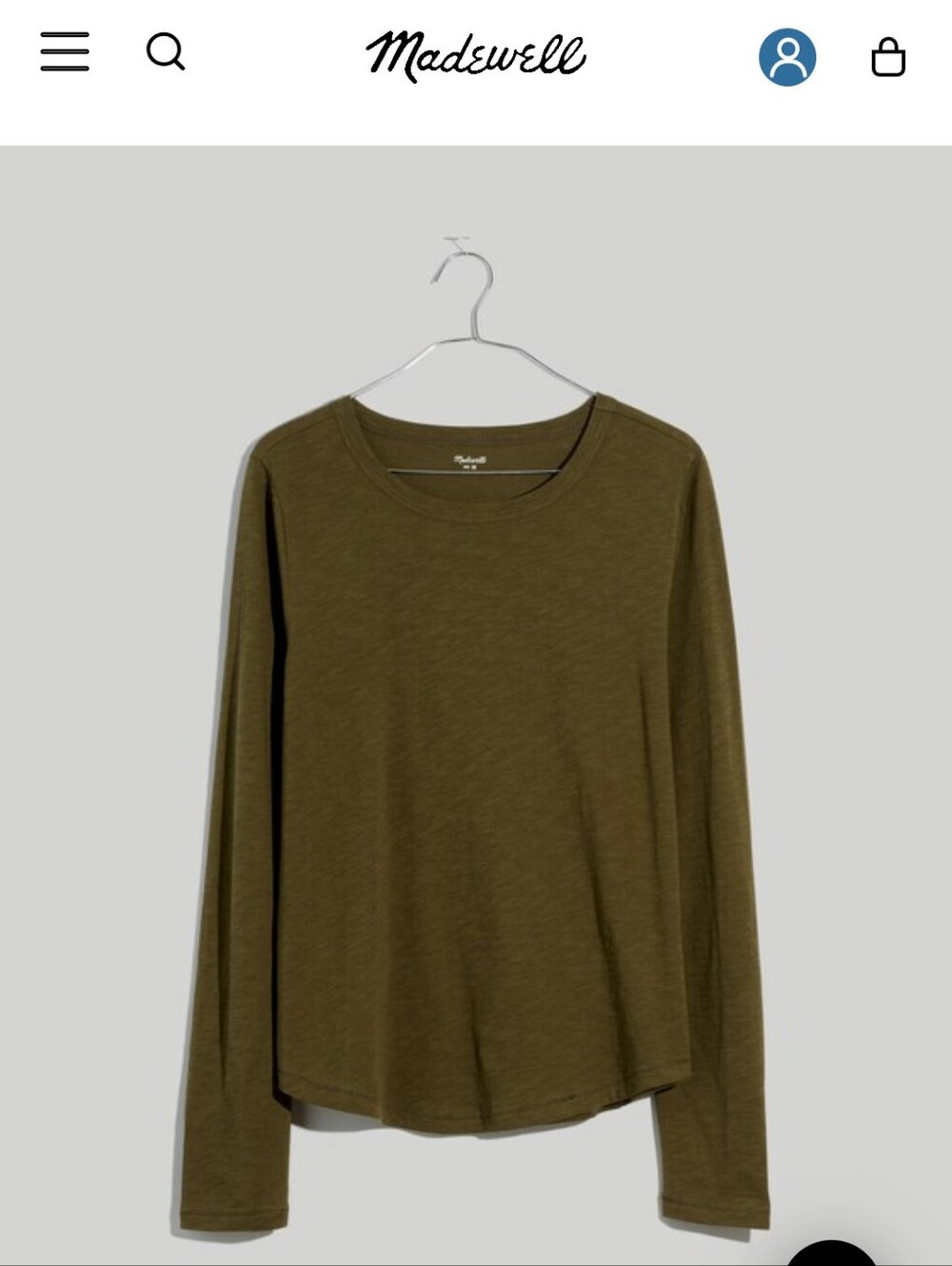Madewell 100% Cotton Olive Green Long Sleeve Shirt